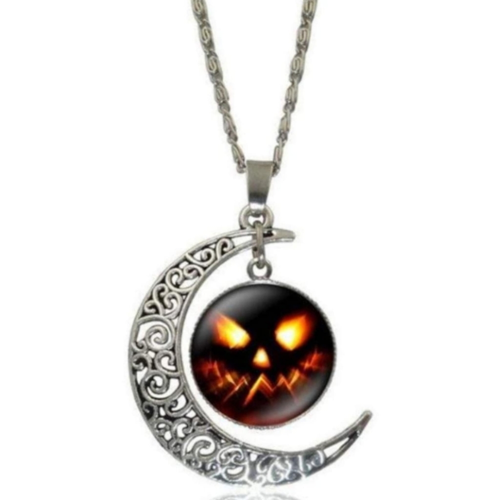Fiery Jack O'Lantern Halloween Necklace New